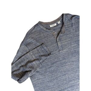 ROWM Mens Blue Marled Long Sleeve Henley Shirt Size XL
